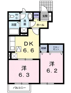 グリシーヌ・パレⅡ B棟【1階】の間取り