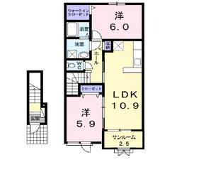ベルエキップⅢ【2階】の間取り