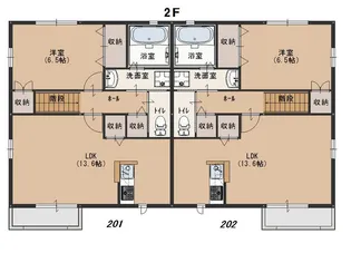 グランデールⅡ B【202号室号室】の間取り
