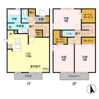 茨城県つくば市大角豆【テラスハウス】の間取り
