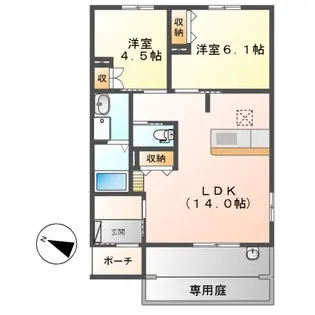 レジデンスヒルズ ノースコート【1階】の間取り