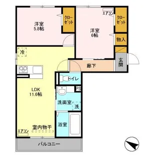 ラヴィーヌみどりの【2階】の間取り