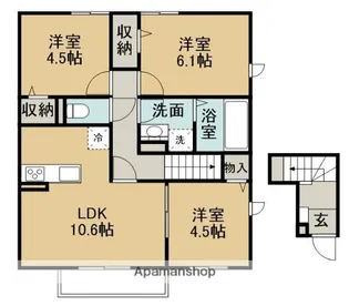 GRAND RISE TSUKUBA A棟【205号室】の間取り