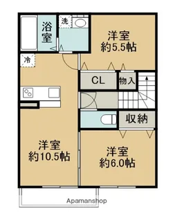 アビタシオンプリュネⅡ【2階】の間取り