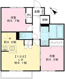 ハウスパルD棟【102号室号室】の間取り
