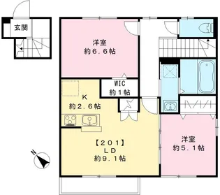 ハウスパルD棟【201号室号室】の間取り