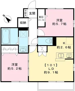 ハウスパルC棟【101号室号室】の間取り
