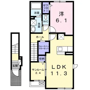 レジデンシアB【2階】の間取り