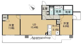 クオラフィラーレつくば学園都市 702号室【702号室】の間取り