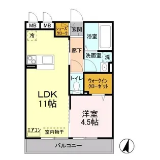 ラ・ソレイユ A【2階】の間取り