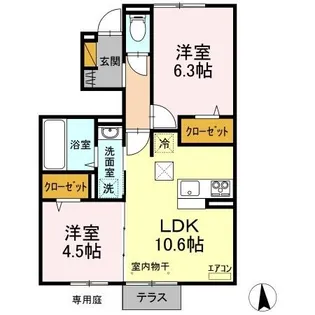 セレーノ真鍋【1階】の間取り