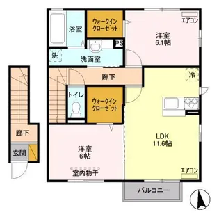 ヴィラージュ学園 B【2階】の間取り