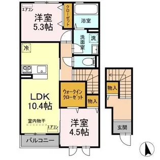 モン・サン・ミッシェル A・B【2階】の間取り