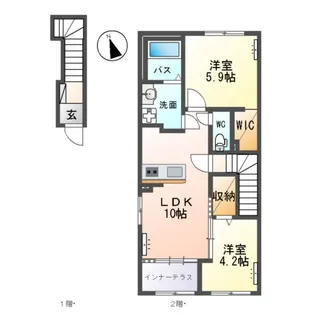仮)土浦市乙戸アパート【2階】の間取り
