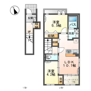 仮)阿見町阿見アパート【2階】の間取り