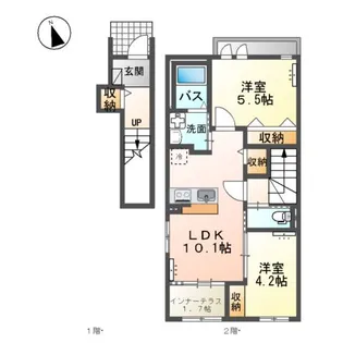 仮)阿見町阿見アパート【2階】の間取り