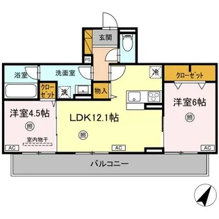 SERENVITA MATSUSHIRO(セレウィータ マツシロ【2階】の間取り