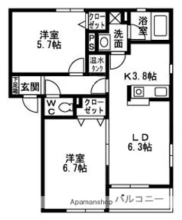 ラコリーナデルヴェント Ⅰ・Ⅱ・Ⅲ棟【Ⅰ棟101号室】の間取り