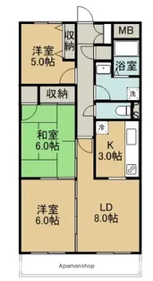 ガーデンヒルズ津田【4階】の間取り