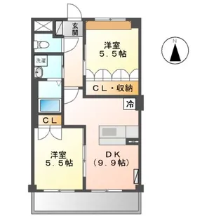 2DKの間取り画像