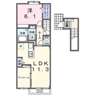 ルーエ Ⅴ【202号室】の間取り