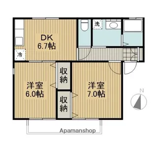 アクシス長山A棟【201号室】の間取り
