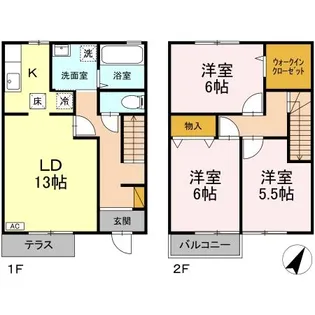 アイビースクエア四季の杜 ABCDE【A103号室】の間取り