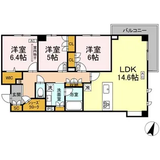 プライム フォレスト 百合ケ丘【3階】の間取り