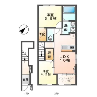 仮)取手市上高井379アパート【2階】の間取り
