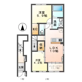 仮)取手市上高井648アパート【2階】の間取り
