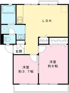 アイハイツA・B【A201号室】の間取り