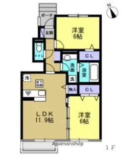 サンモールAB【B102号室】の間取り