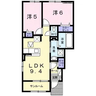 フェリチータ坂東 B【101号室】の間取り