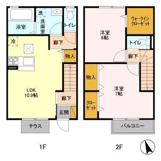 ベル・アジュールⅡAB B棟【B103号室】の間取り