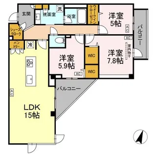 プライム フォレスト 百合ケ丘【4階】の間取り