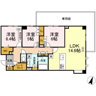 プライム フォレスト 百合ケ丘【1階】の間取り