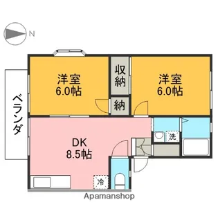 ロイヤルハイツ木下Ⅱ【102号室】の間取り