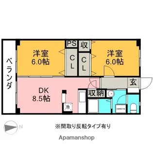 宇都宮グリーンハイツ1【404号室】の間取り