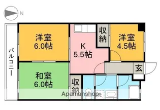 明保野ハイツ【205号室】の間取り