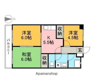 明保野ハイツ【303号室】の間取り