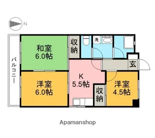 明保野ハイツ【405号室】の間取り