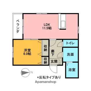 ハイマート岩曽Ⅱ号棟【102号室】の間取り