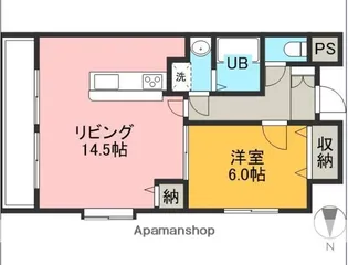 サニープレイス銀杏【201号室】の間取り