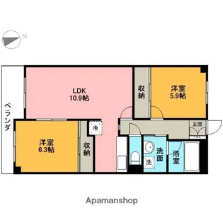 ライブスクエア竹林【409号室】の間取り