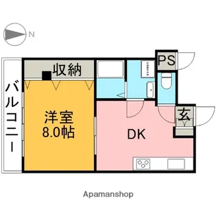 中山ハイツ(駅前通り3丁目)【305号室】の間取り