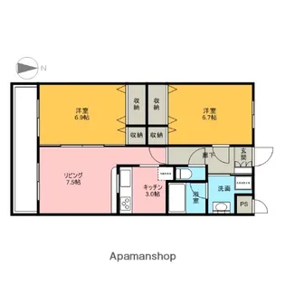 レジデンス松峰【102号室】の間取り