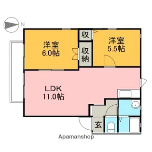 ディアス北原B【1階】の間取り