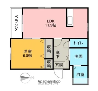 ハイマート岩曽Ⅲ号棟【201号室】の間取り