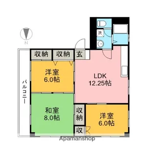 田崎コーポ【4B号室】の間取り
