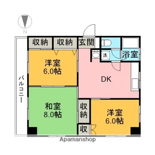 田崎コーポ【2B号室】の間取り